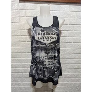 Banana Expression Women's Black Las Vegas Sparkle Embellished Racer Back Tank To